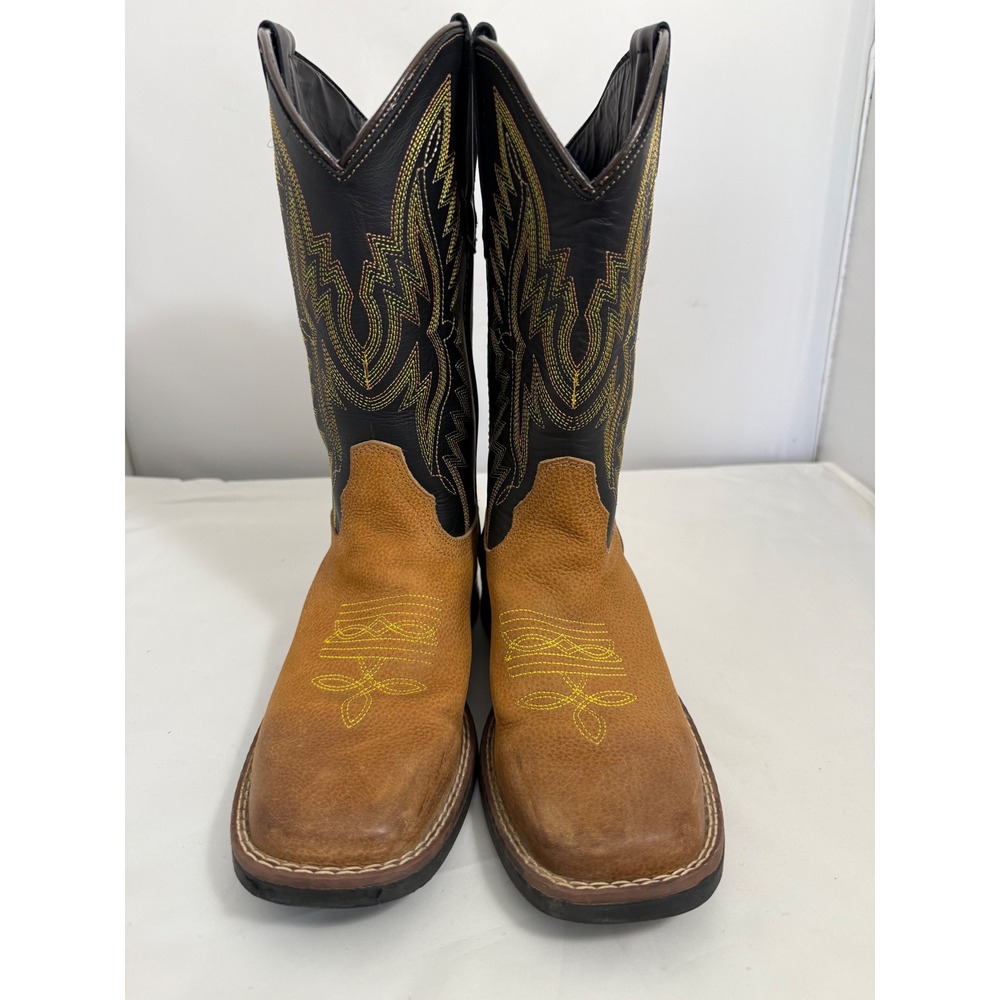 JB Dillon Cowboy Boots JBCE2000Y Western Square Toe‎ Youth Size 5.5 Brown Black